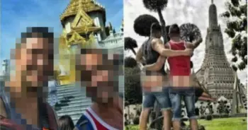 รวบแล้ว2 ฝรั่งโชว์ก้นกลางวัดอรุณฯ