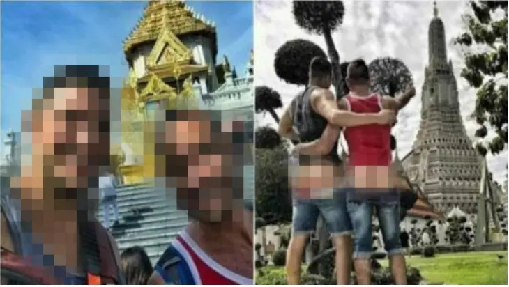รวบแล้ว2 ฝรั่งโชว์ก้นกลางวัดอรุณฯ