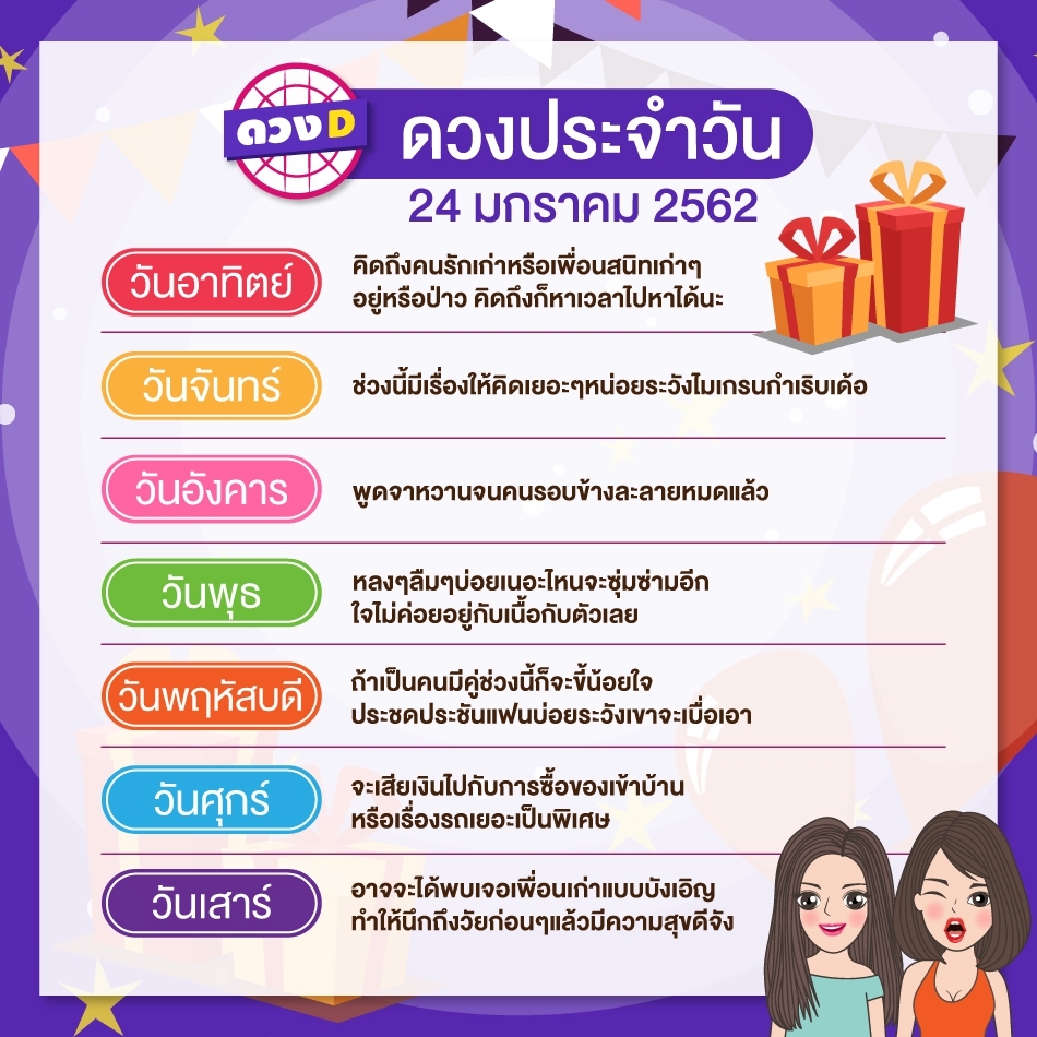 ดวงประจำวัน 24 มกราคม 2562