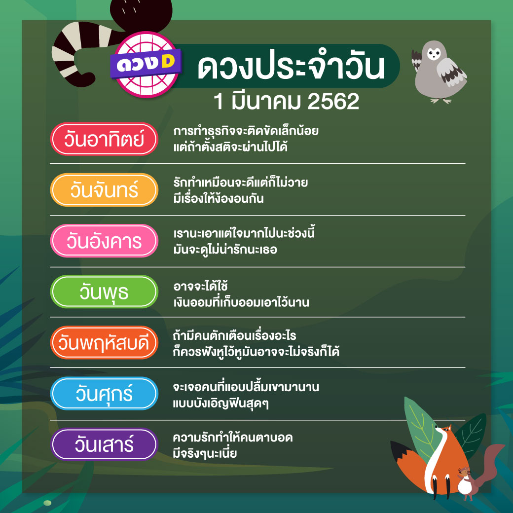 ดวงประจำวัน 1 มีนาคม 2562