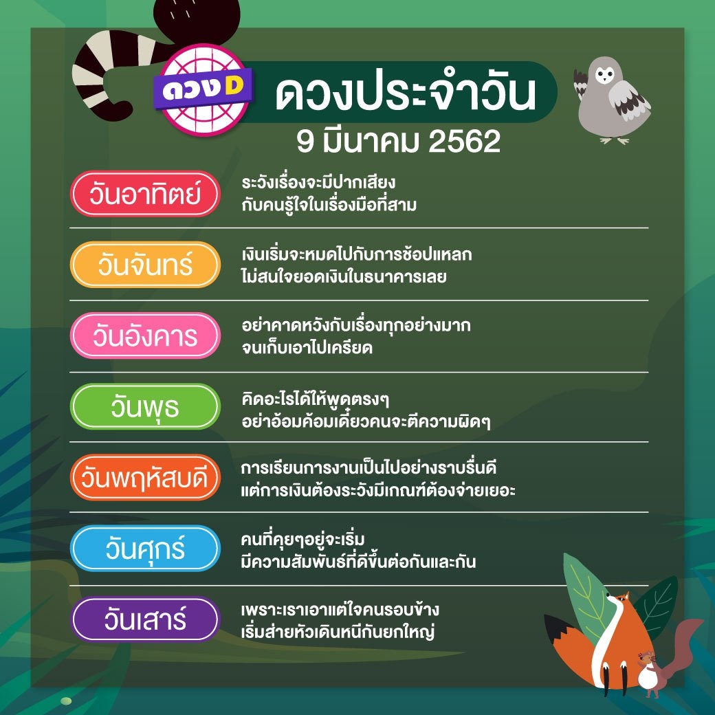 ดวงประจำวัน 9 มีนาคม 2562