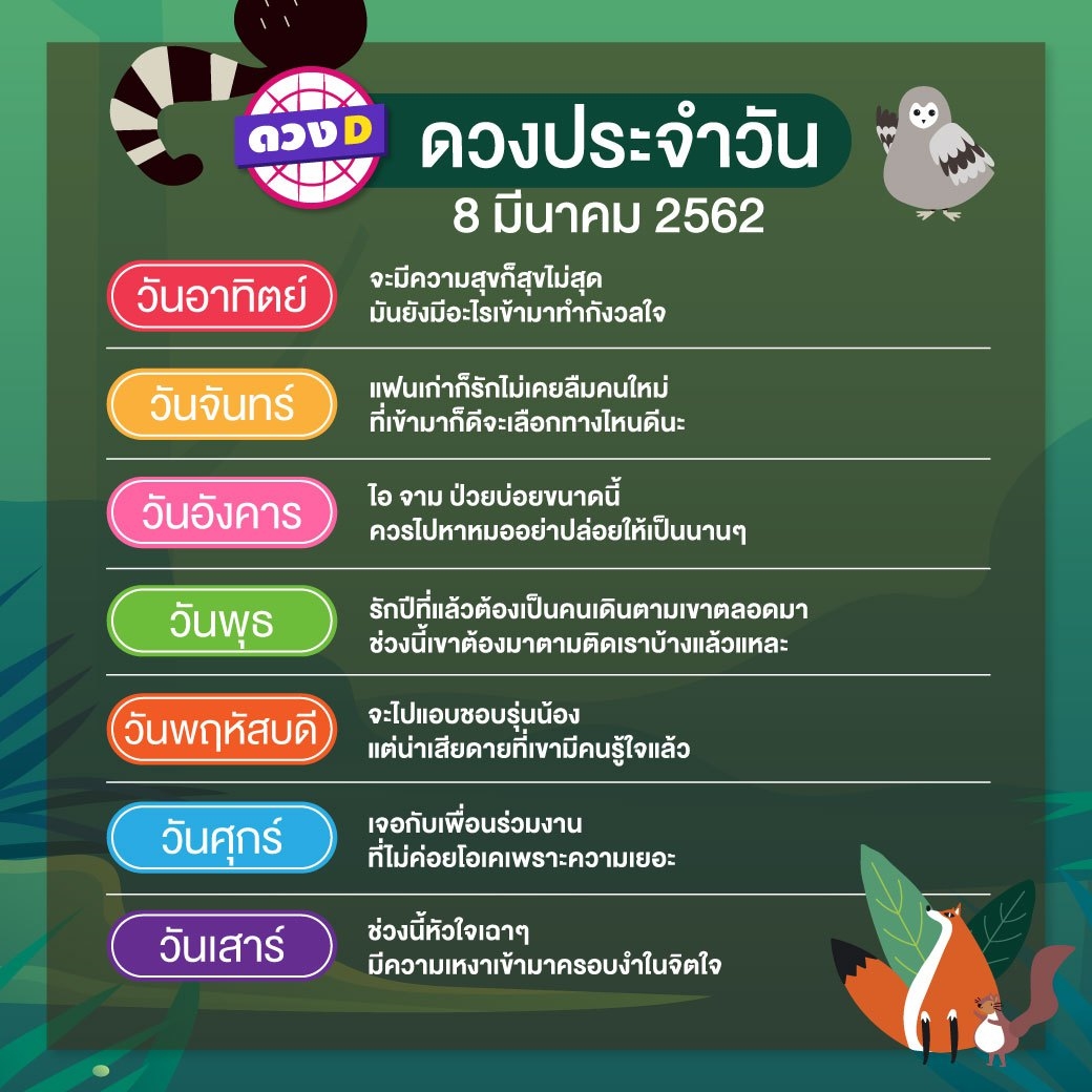 ดวงประจำวัน 8 มีนาคม 2562