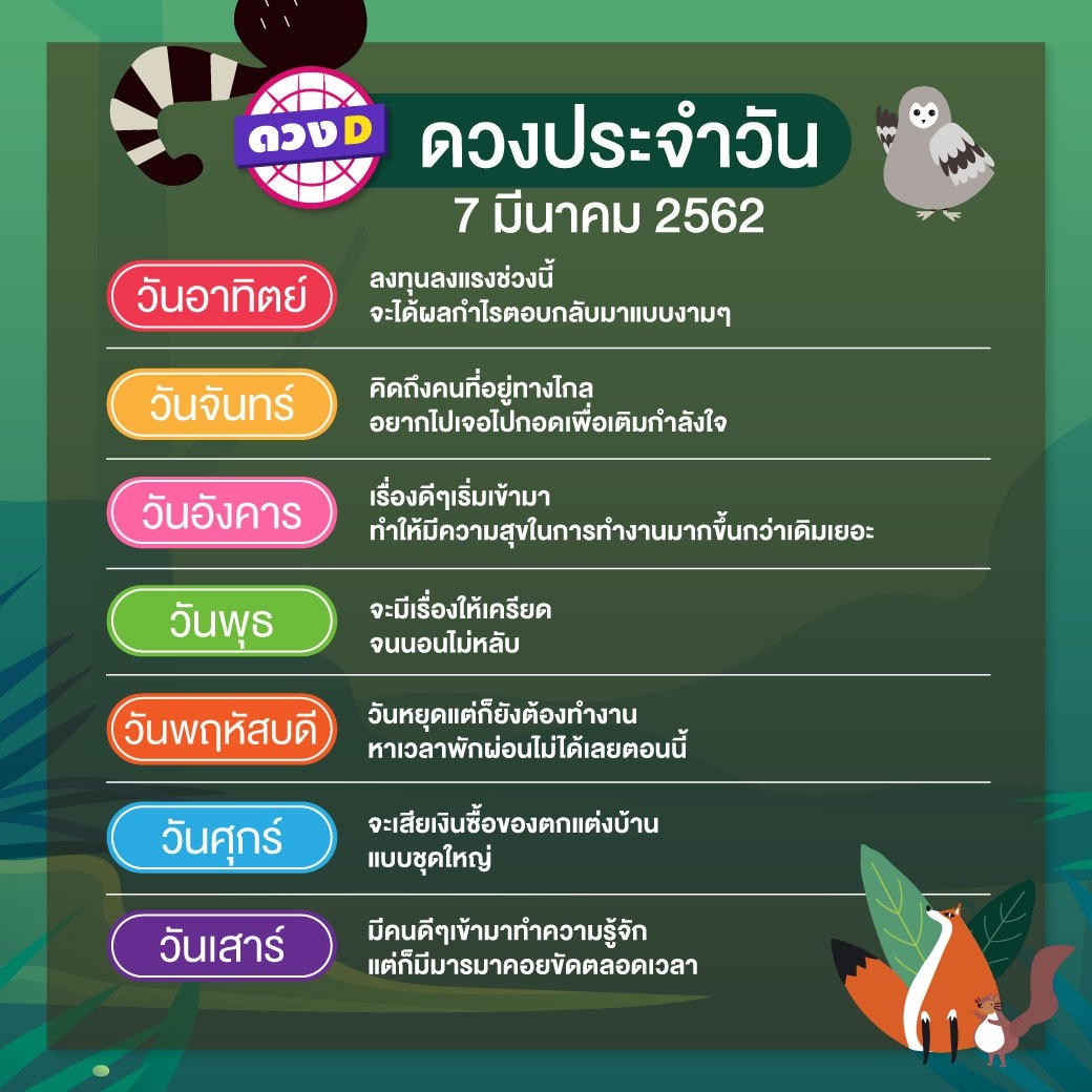 ดวงประจำวัน 7 มีนาคม 2562