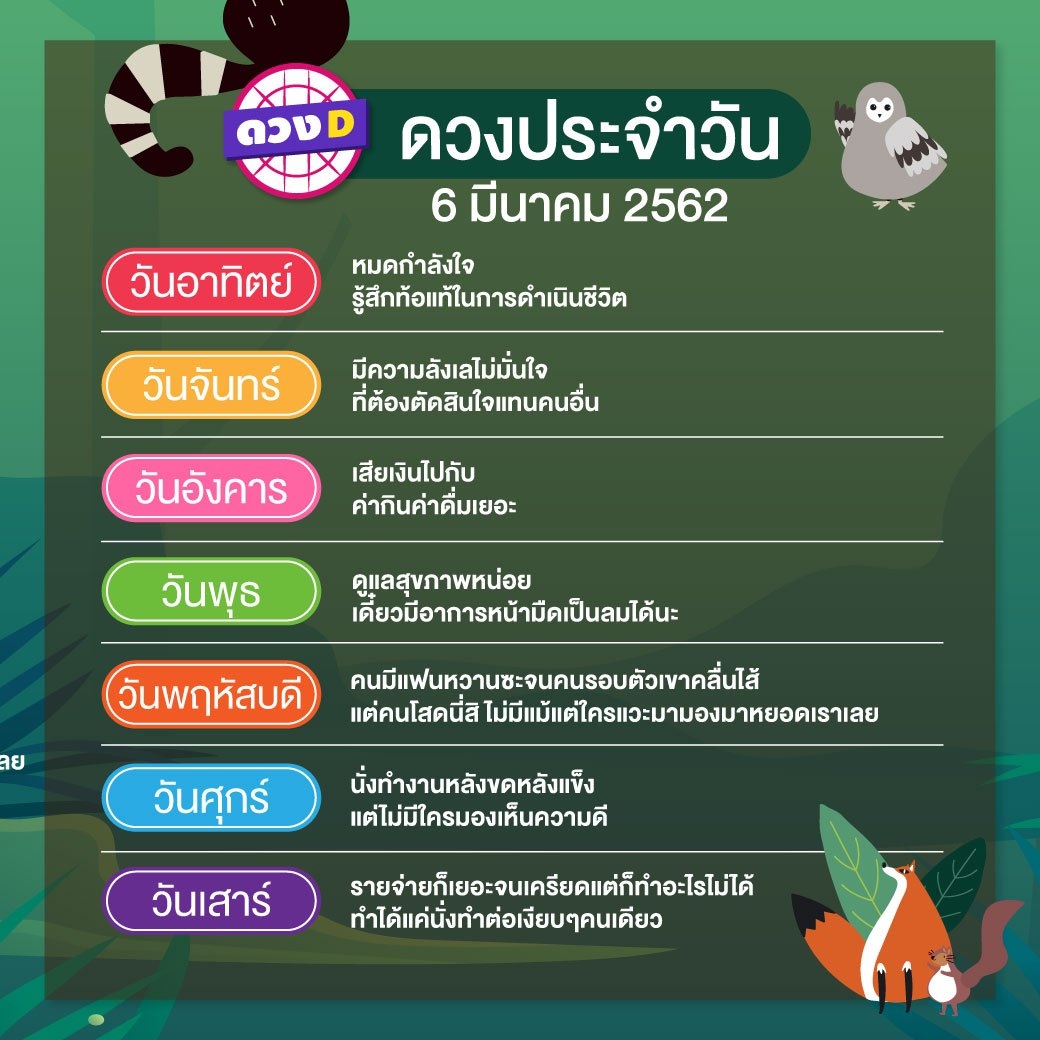 ดวงประจำวัน 6 มีนาคม 2562