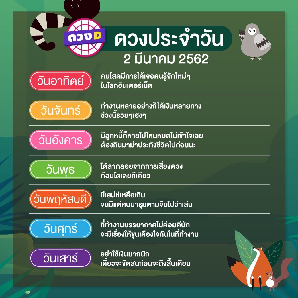 ดวงประจำวัน 2 มีนาคม 2562