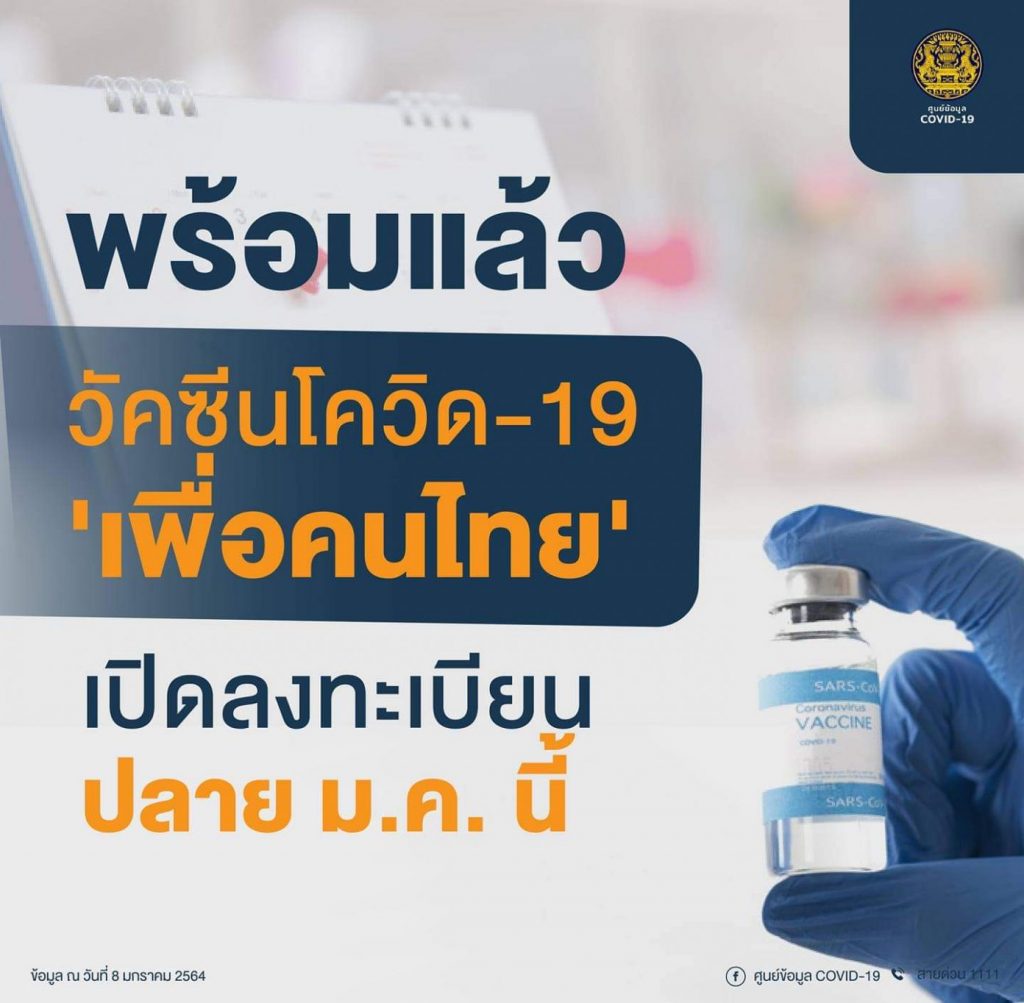 ต้องลงทะเบียน! สธ.พร้อมฉีด วัคซีนโควิด ปลายเดือน ม.ค. เริ่ม 5 จังหวัดเสี่ยง