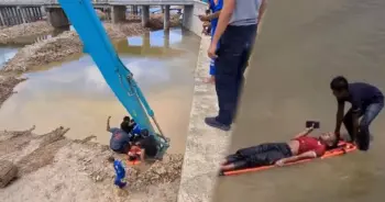 พ่อค้ายาหนีตำรวจ โดดลงคลอง