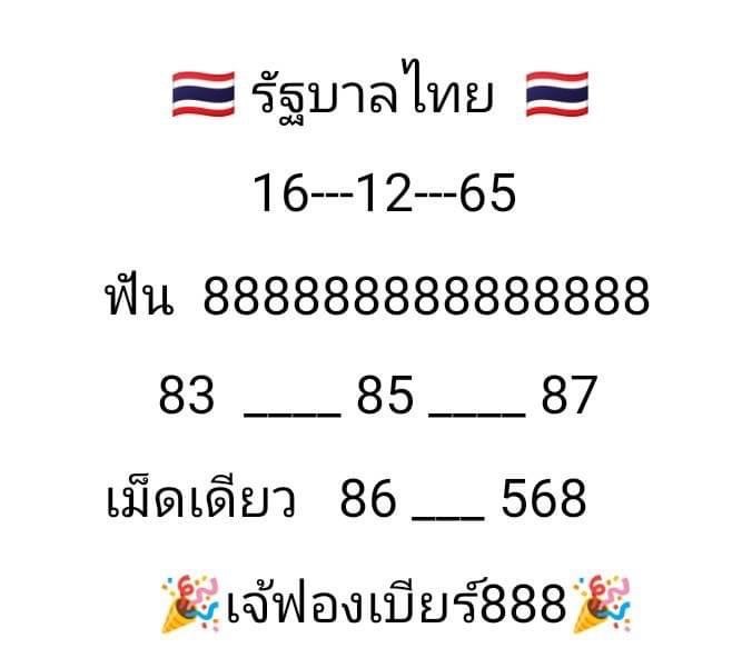 หวยงวดนี้-16-12-65-เลขเด็ด-เจ๊ฟองเบียร์-หวยรัฐบาลไทย