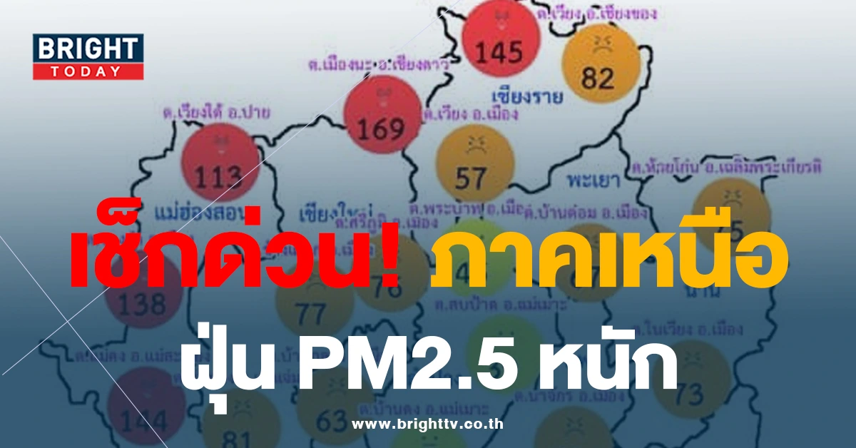 เช็กด่วน! PM2.5 วันนี้ 23มี.ค.66 ภาคเหนือ เกินมาตรฐานหนัก